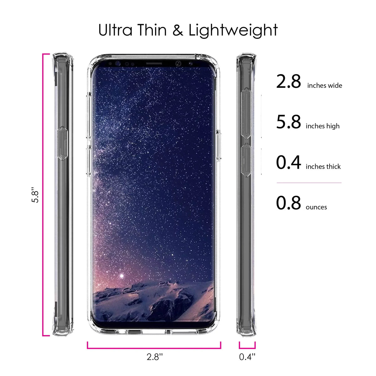 DistinctInk Clear Shockproof Hybrid Case for Samsung Galaxy  (5.8" Screen) -  Bumper, Acrylic Back, Tempered Glass Screen Protector - Your Faith Can Move Mountains