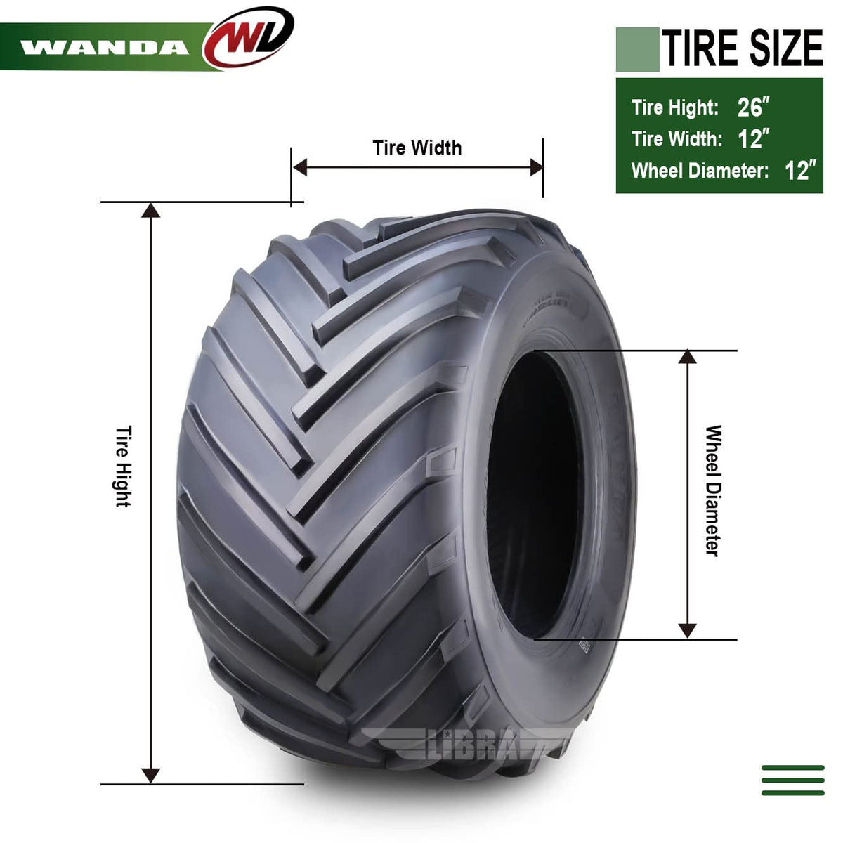 WANDA 4PC 15X6-6 & 20X10-8 Lawn Mower Tractor Tires Super Lug -13078/13071