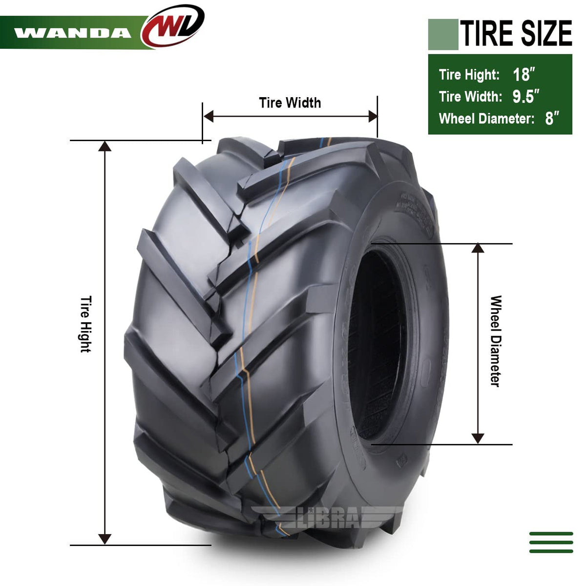WANDA 4PC 15X6-6 & 20X10-8 Lawn Mower Tractor Tires Super Lug -13078/13071