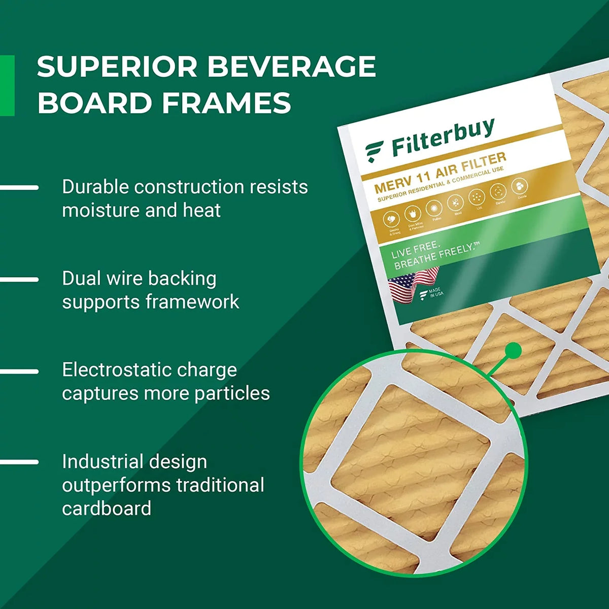 Filterbuy 22x22x1  11 Pleated   Furnace Air Filters (2-Pack)
