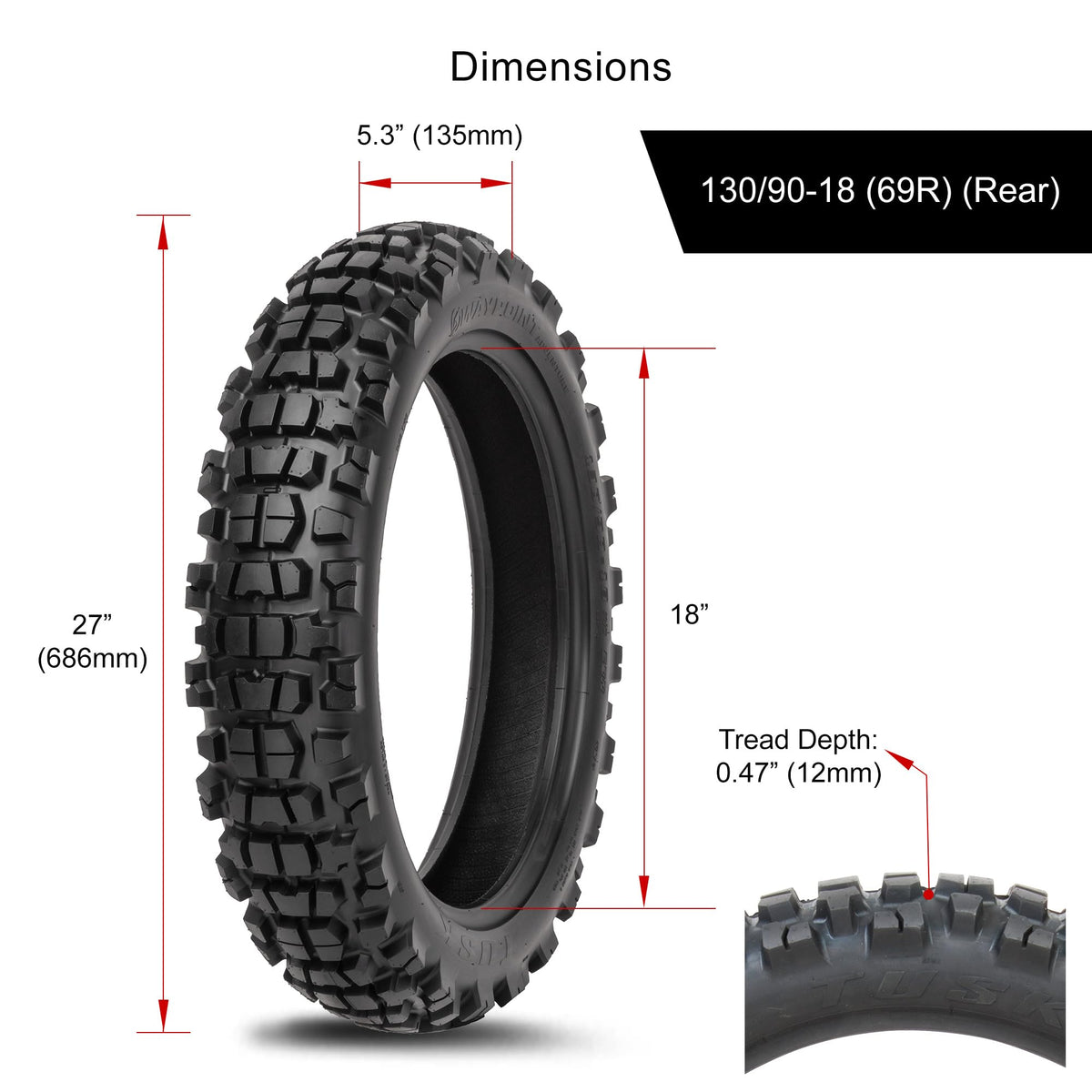 Tusk Waypoint Adventure Motorcycle Tire Set ¨C 90/90-21 Front & 130/90-17 Rear (68R) Tube Type