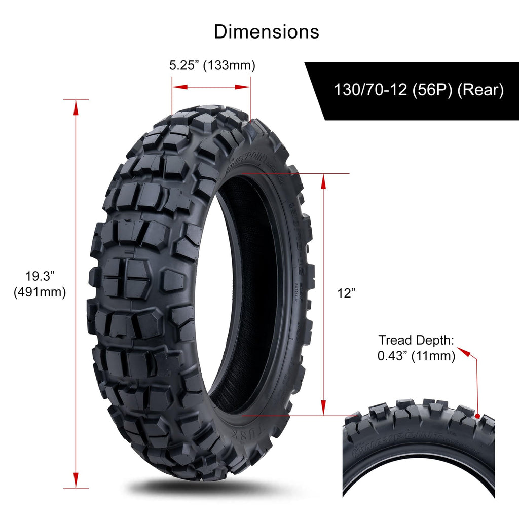 Tusk Waypoint Adventure Motorcycle Tire Set ¨C 90/90-21 Front & 130/90-17 Rear (68R) Tube Type