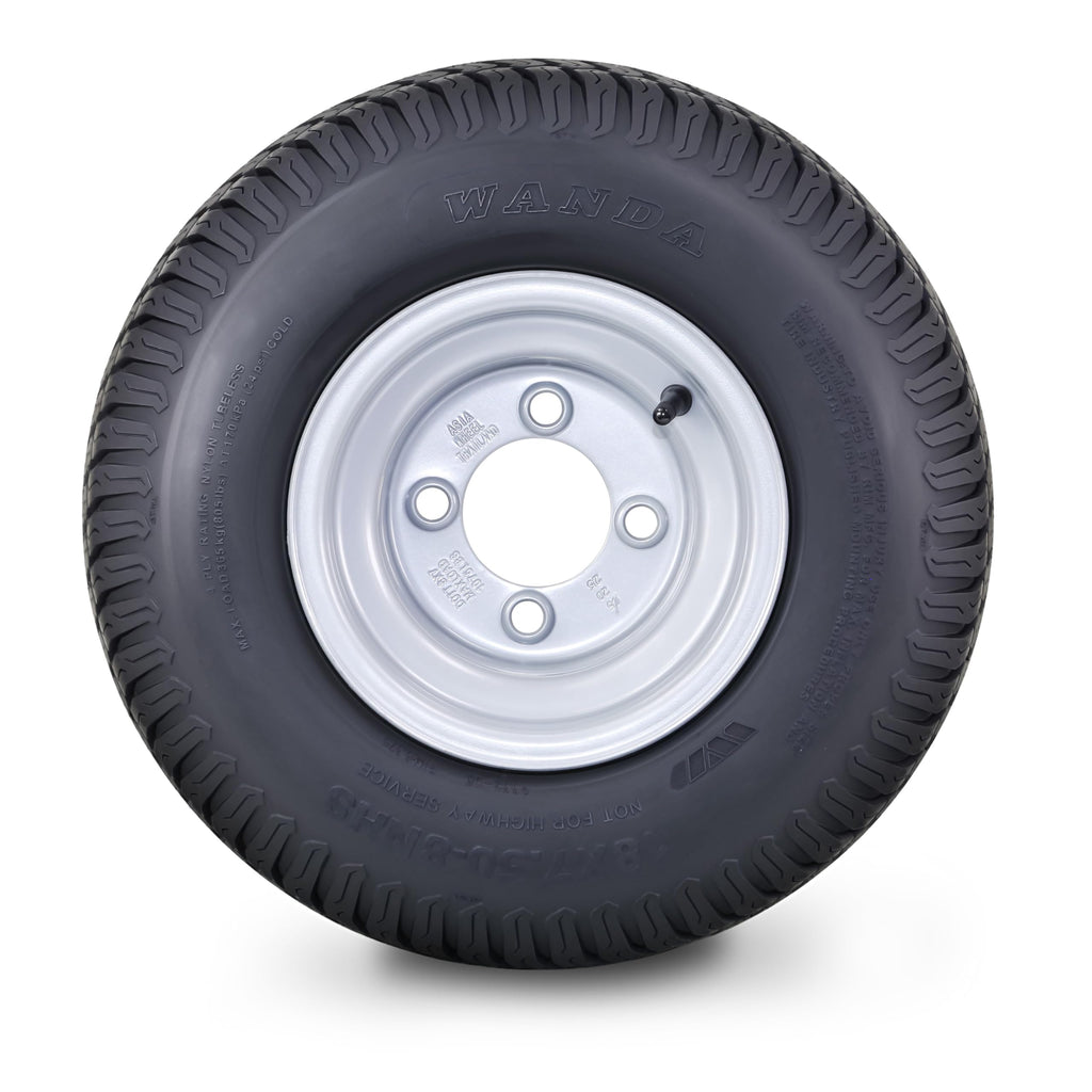 WANDA Lawn Mower Tire Wheel 18X8.5-8 4PR w/4X4" PCD Silver Rim-13028, Set 2