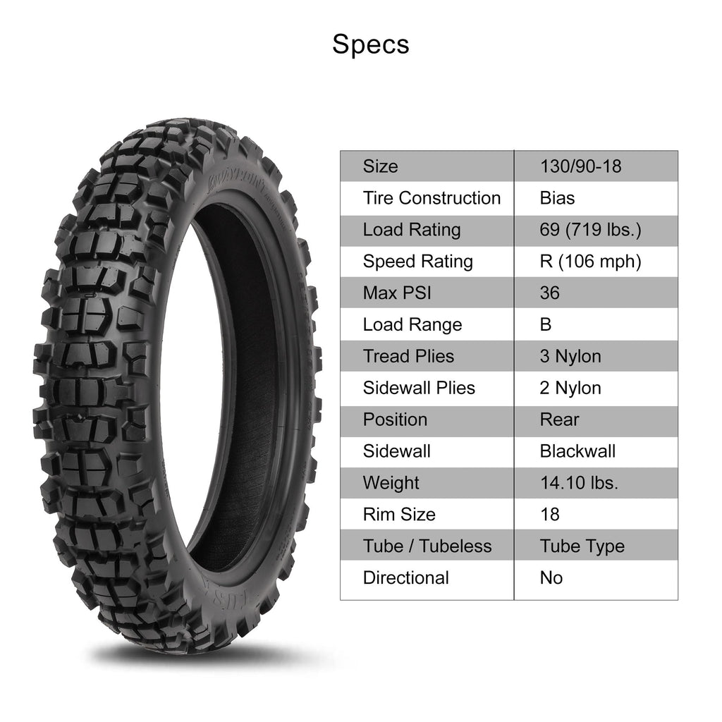 Tusk Waypoint Adventure Motorcycle Tire Set ¨C 90/90-21 Front & 130/90-17 Rear (68R) Tube Type