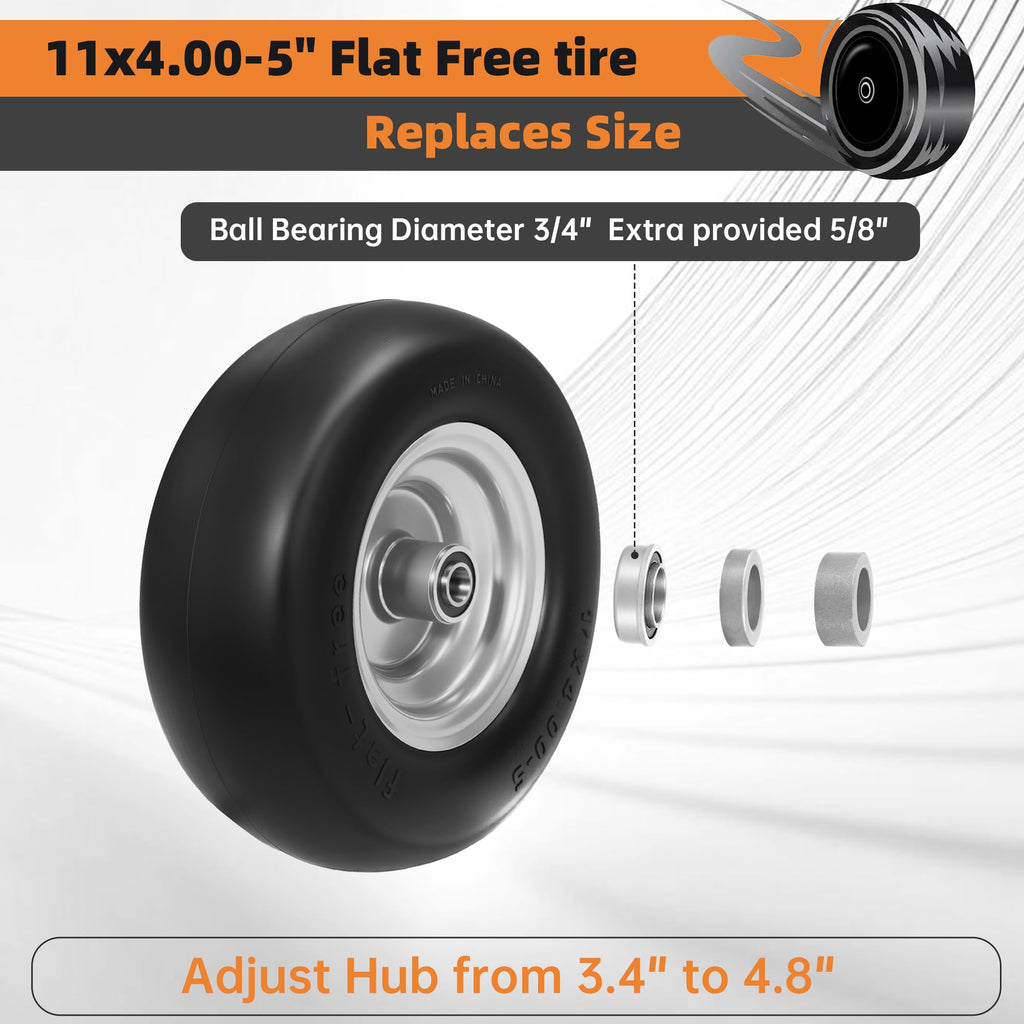 2-Pack 20x10.00-8 Tubeless Lawn Mower Rear Tire and Wheel Assembly, 4-Ply.