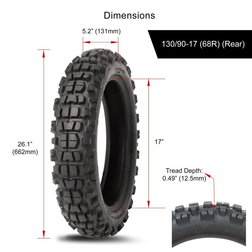Tusk Waypoint Adventure Motorcycle Tire Set ¨C 90/90-21 Front & 130/90-17 Rear (68R) Tube Type