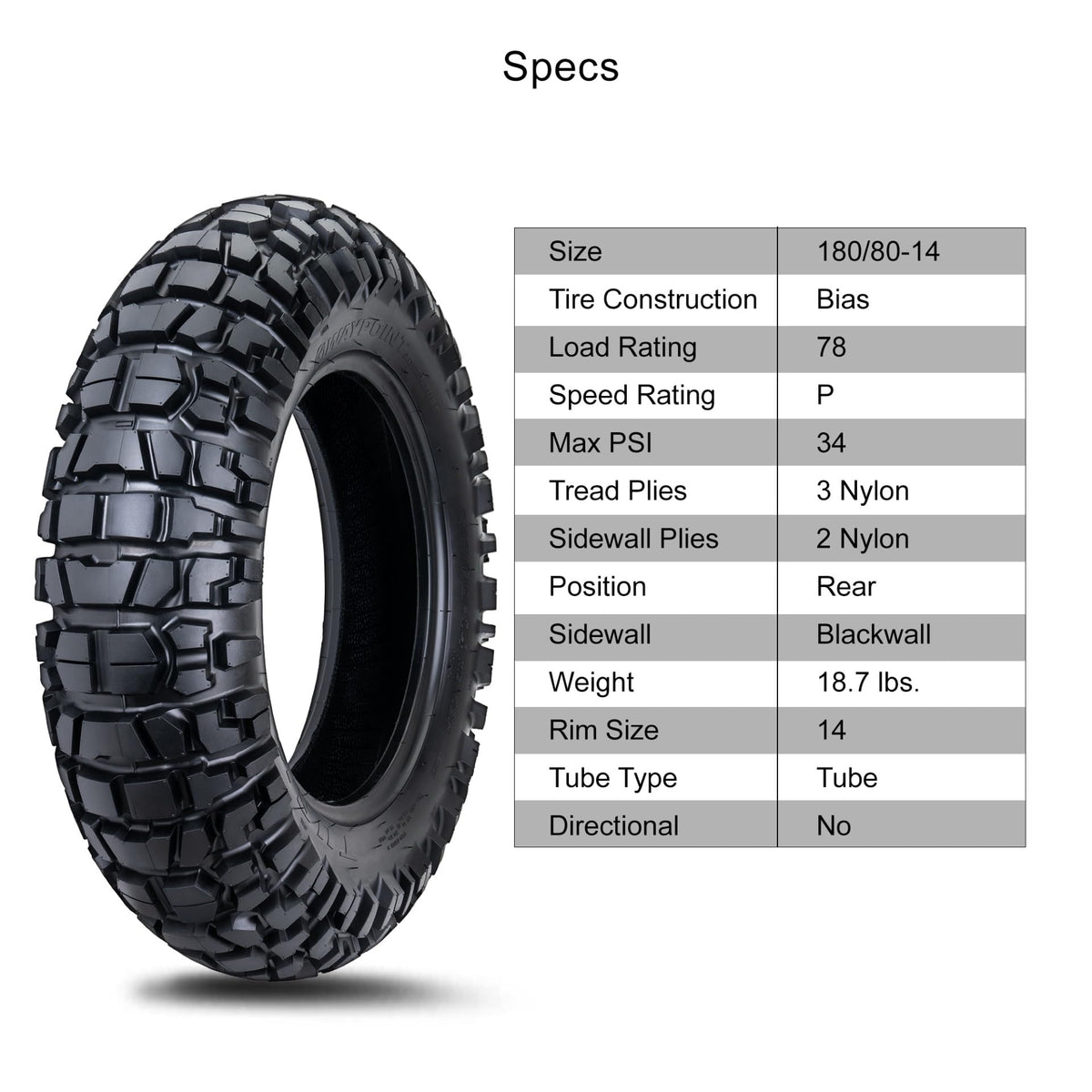 Tusk Waypoint Adventure Motorcycle Tire Set ¨C 90/90-21 Front & 130/90-17 Rear (68R) Tube Type