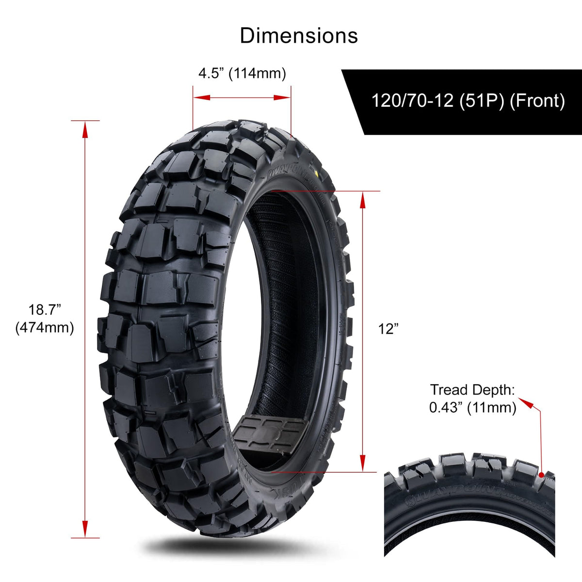 Tusk Waypoint Adventure Motorcycle Tire Set ¨C 90/90-21 Front & 130/90-17 Rear (68R) Tube Type