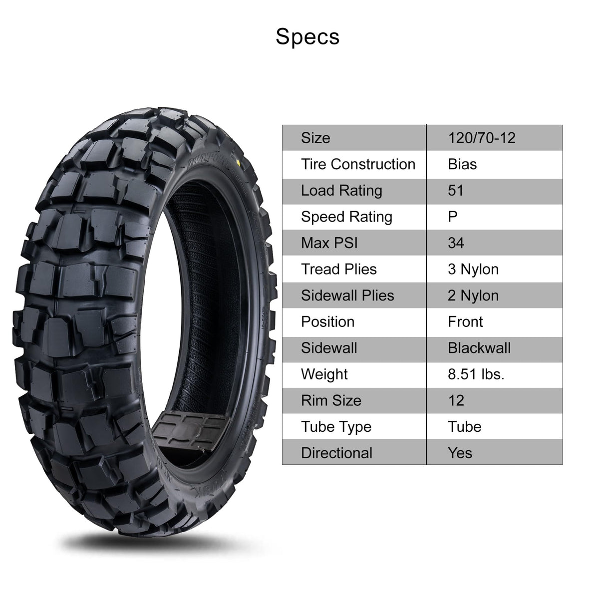 Tusk Waypoint Adventure Motorcycle Tire Set ¨C 90/90-21 Front & 130/90-17 Rear (68R) Tube Type