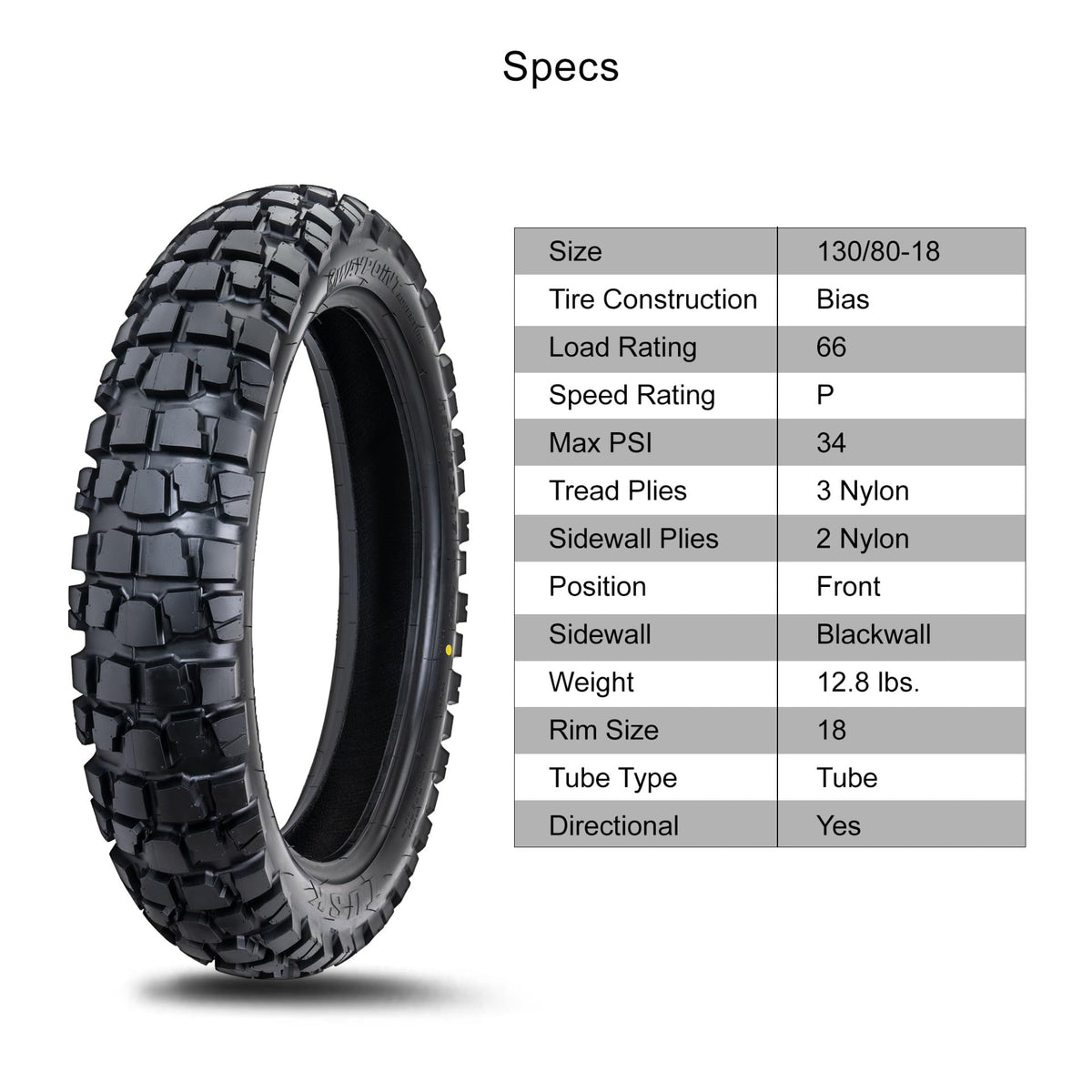 Tusk Waypoint Adventure Motorcycle Tire Set ¨C 90/90-21 Front & 130/90-17 Rear (68R) Tube Type