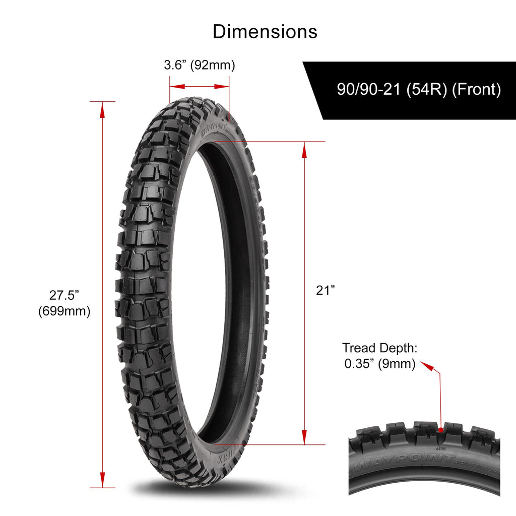 Tusk Waypoint Adventure Motorcycle Tire Set ¨C 90/90-21 Front & 130/90-17 Rear (68R) Tube Type