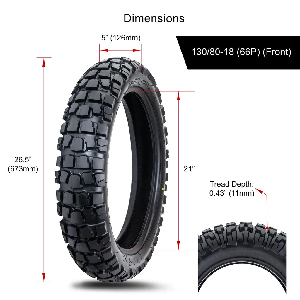 Tusk Waypoint Adventure Motorcycle Tire Set ¨C 90/90-21 Front & 130/90-17 Rear (68R) Tube Type