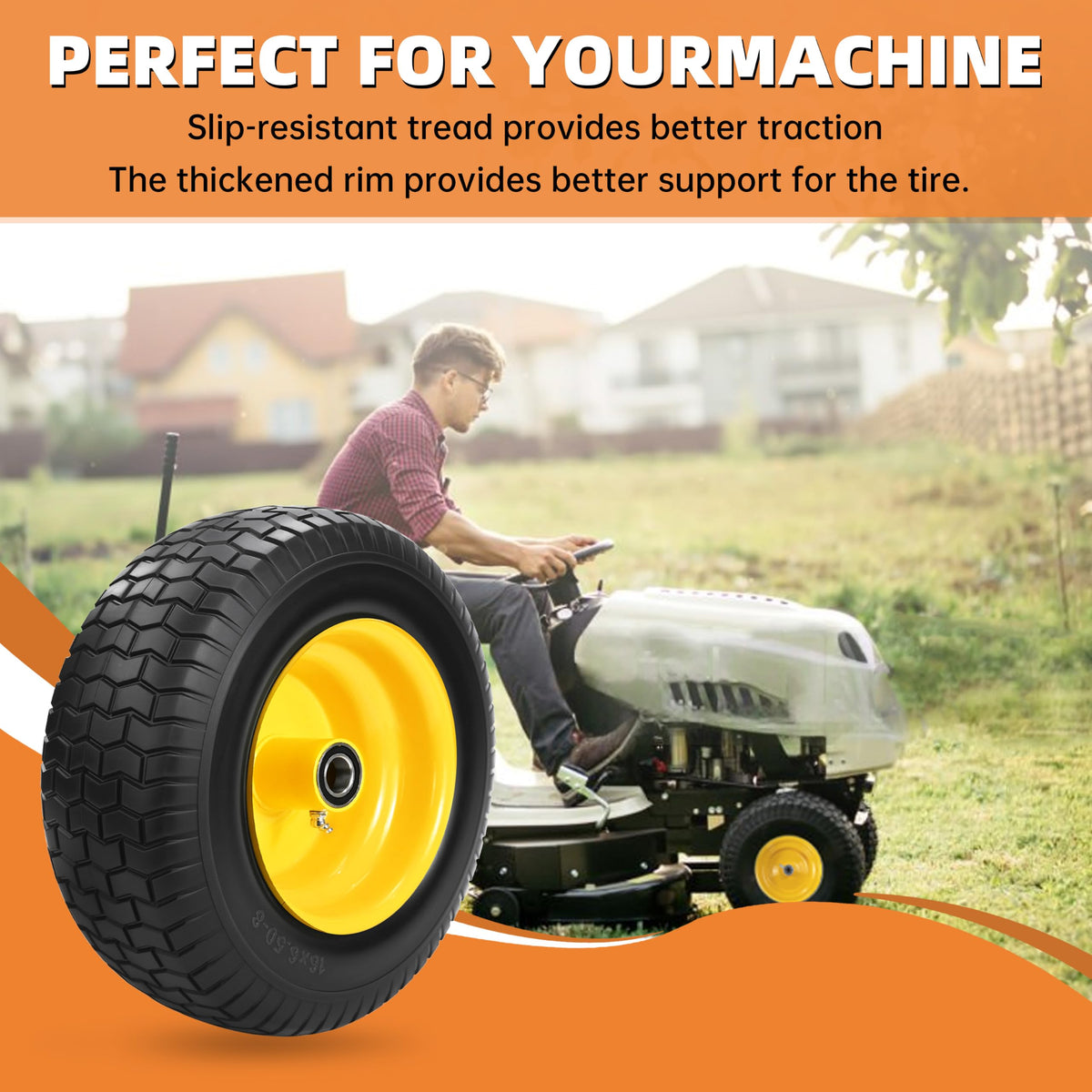 2-Pack 20x10.00-8 Tubeless Lawn Mower Rear Tire and Wheel Assembly, 4-Ply.