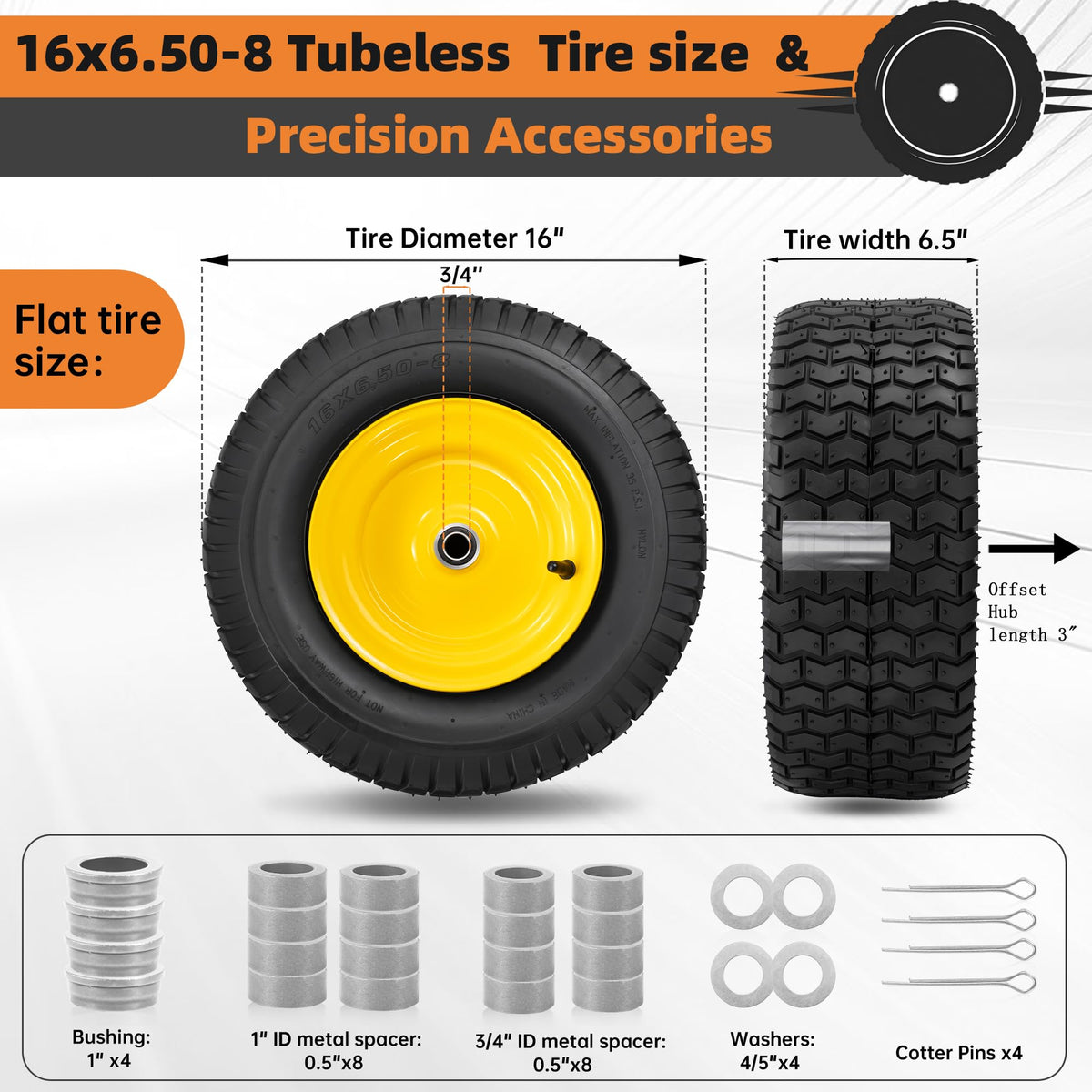 2-Pack 20x10.00-8 Tubeless Lawn Mower Rear Tire and Wheel Assembly, 4-Ply.