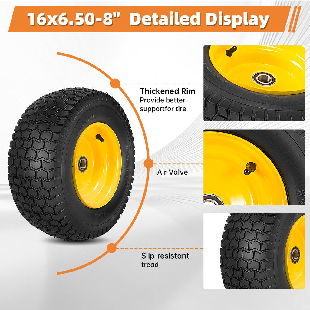 2-Pack 20x10.00-8 Tubeless Lawn Mower Rear Tire and Wheel Assembly, 4-Ply.