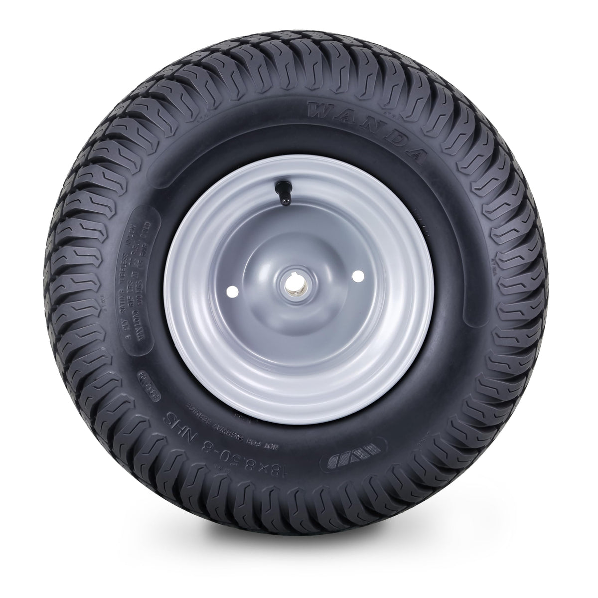 WANDA Lawn Mower Tire Wheel 18X8.5-8 4PR w/4X4" PCD Silver Rim-13028, Set 2